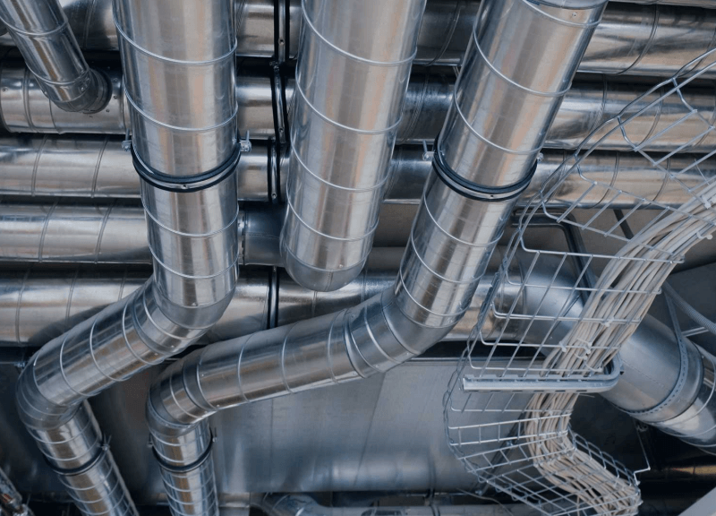 Steel pipeline with grill design on a ceiling